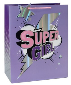 Super Girl Geschenktüte Lila