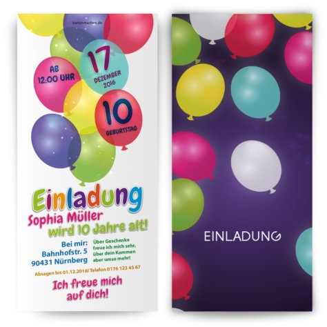 Kindergeburtstagseinladung - Bunte Ballons