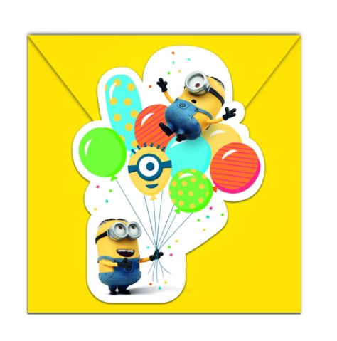 Minions Einladungskarten zum Kindergeburtstag => inklusive Umschlägen 8 Stk