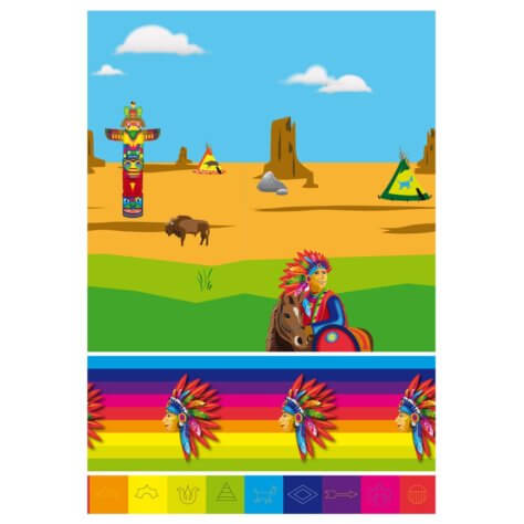 Bunte Tischdecke für den Indianer-Geburtstag