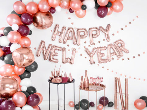 Happy New Year Silvesterdeko Rosegold