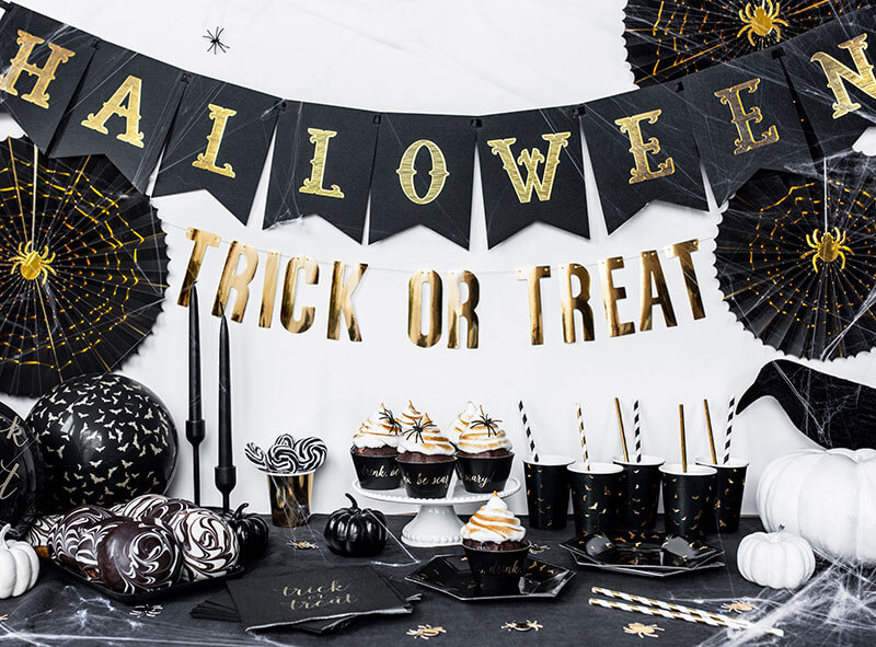 Halloween Mottoparty Raumdeko schwarz gold