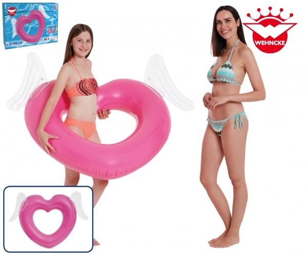 Poolparty Schwimmring - Pinkes Herz mit Flügeln