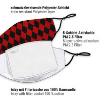 Vorschau: Mund Nasen Maske Harlekin rot-schwarz