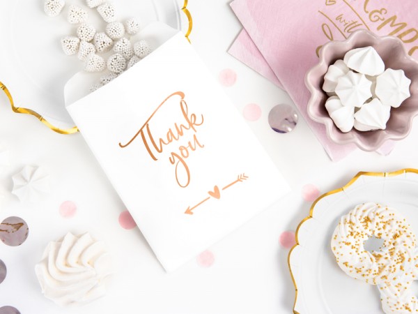 6 Thank you Geschenktüten roségold