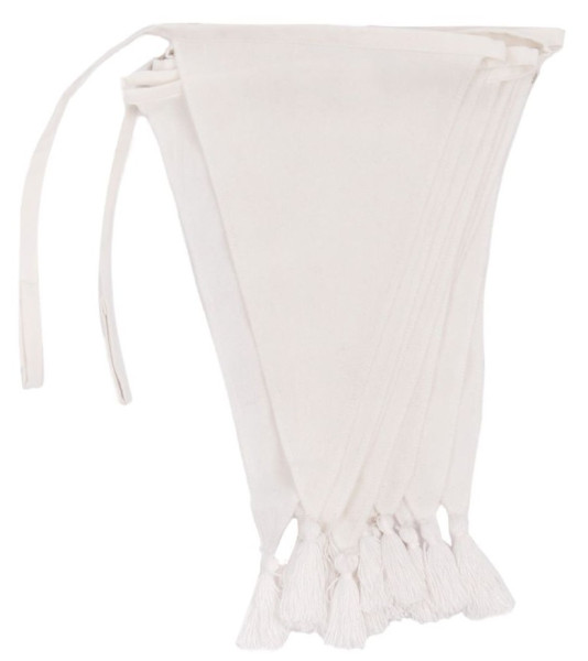 Weiße Wimpelkette aus Stoff 4m