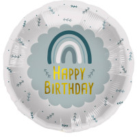 Blauer Happy Birthday Rainbow Ballon 45cm