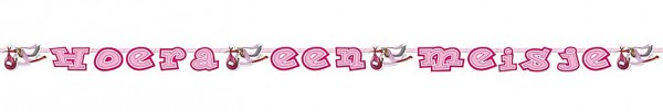 Babyparty Banner Hoera een Meisje