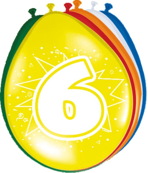 8 Ballons Birthday Zahl 6 30cm