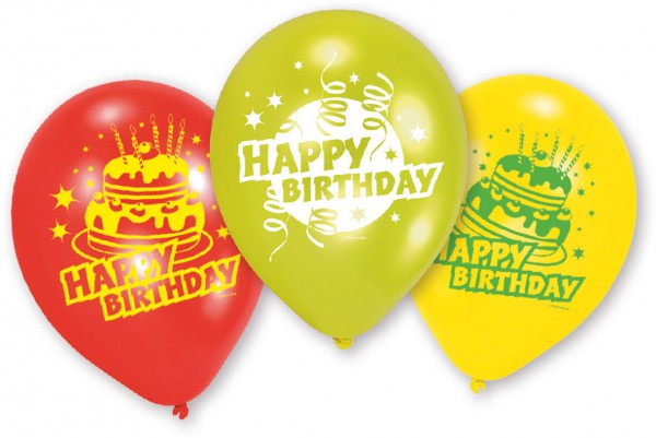 6 Birthday Cake Luftballons 23cm
