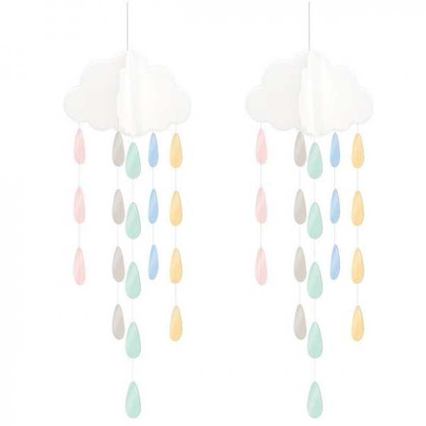 2 Wolken Mobiles mit Tropfen