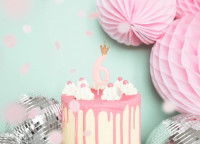 Birthday Queen Zahl 6 Tortenkerze 9,5cm