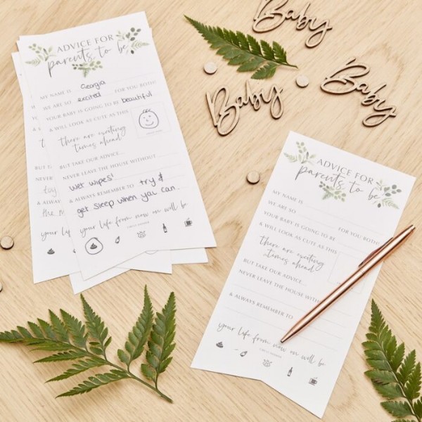 10 Botanical Babyparty Ratschlagkarten