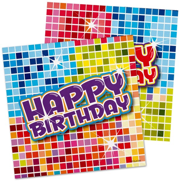 16 Groovy Happy Birthday Servietten 25cm