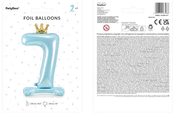Babyblue Zahl 7 stehender Folienballon 3