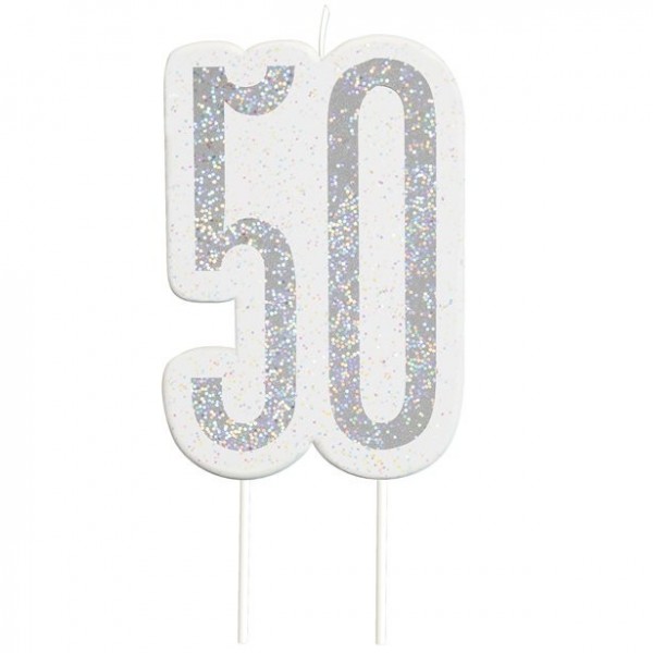 50. Geburtstag silberfarbene Tortenkerze