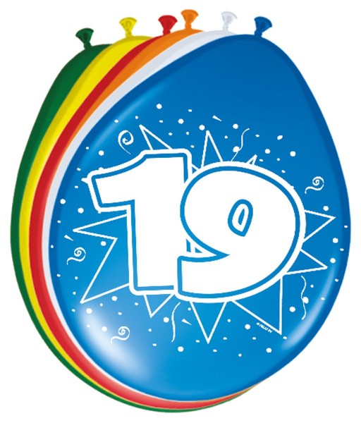 8 Bunte Latexballons Zahl 19