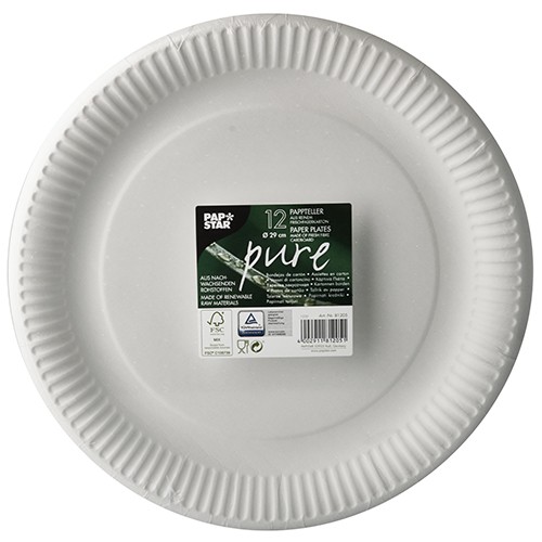 12 FSC Pappteller Scarlatti weiß 29cm