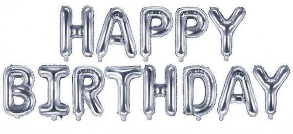 Happy Birthday Ballon silber 3,4m x 35cm