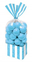 10 Gestreifte Candy Buffet Tüten azurblau