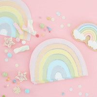 16 Pastell Regenbogen Servietten 33cm
