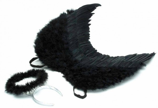 Engelsflügel & Heiligenschein Schwarz