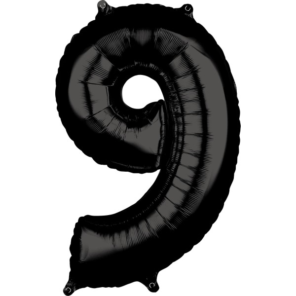 Schwarze Zahl 9 Ballon 66cm
