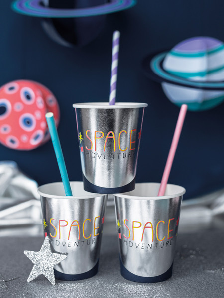 6 Weltall Party Pappbecher 200ml 2