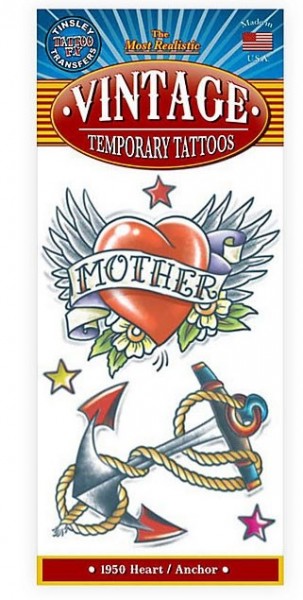 Vintage Klebe-Tattoos im Schiffer-Stil