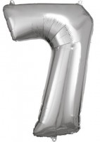 Silberner Zahl 7 Folienballon 86cm
