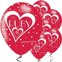6 Rubinhochzeit Ballons 28cm
