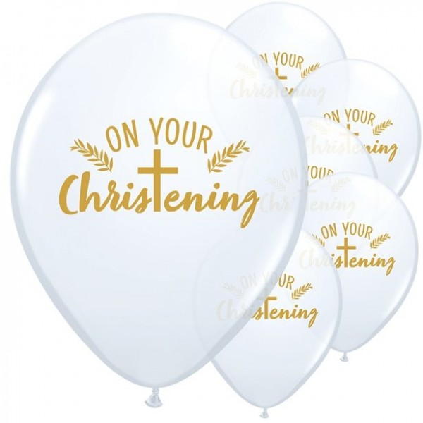 25 Weiße Luftballons zur Taufe 28cm
