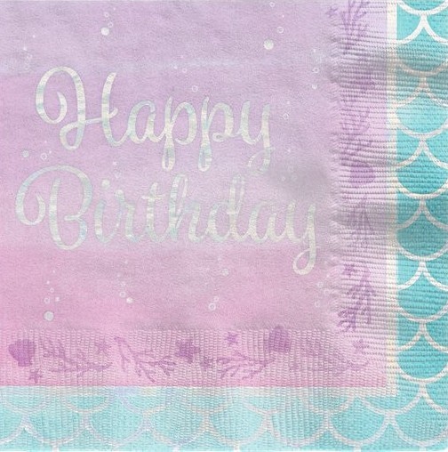 16 Mermaid Treasures Birthday Servietten 33cm