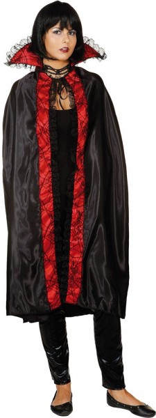 Vampir Umhang Spinnenhexe in Schwarz-Rot
