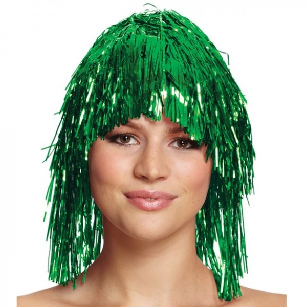 Grüne Lametta Disco Perücke