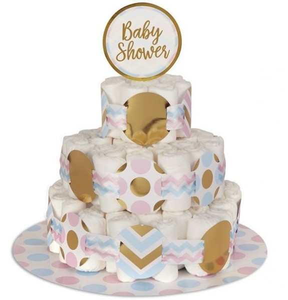 Babyparty Windeltorten Deko-Set gold-pastell