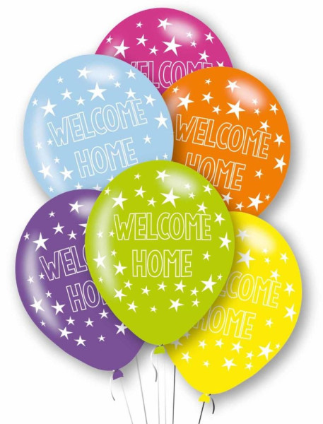 6 Bunte Welcome Home Ballons 27,5cm