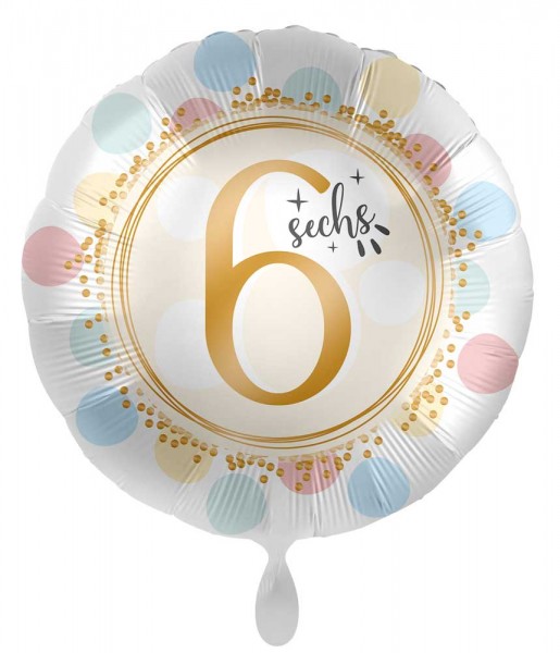 6. Geburtstag Folienballon soft Dots 45cm