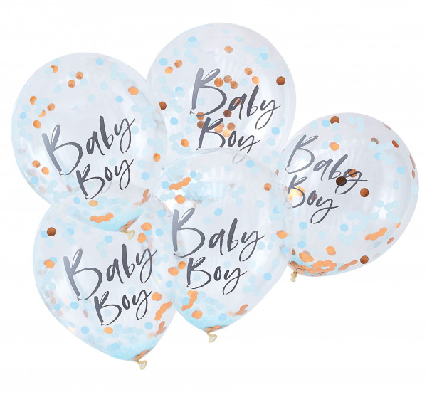 5 Newborn Star Baby Boy Konfettiballons 30cm