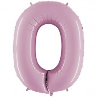 Folienballon Zahl 0 pastellrosa 102cm