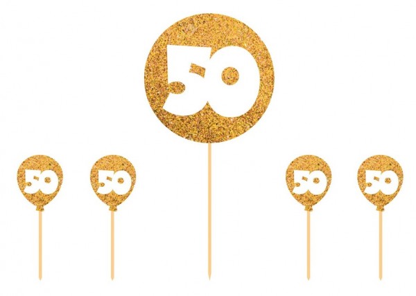 5 Party-Picker 50 Goldglitzernd