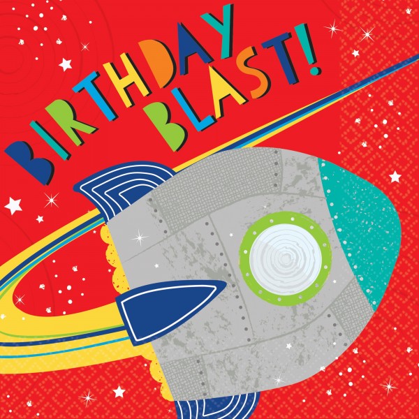 16 Space Party Servietten 33cm