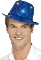 Paillettenhut Party Night Blau mit LED-Leuchten