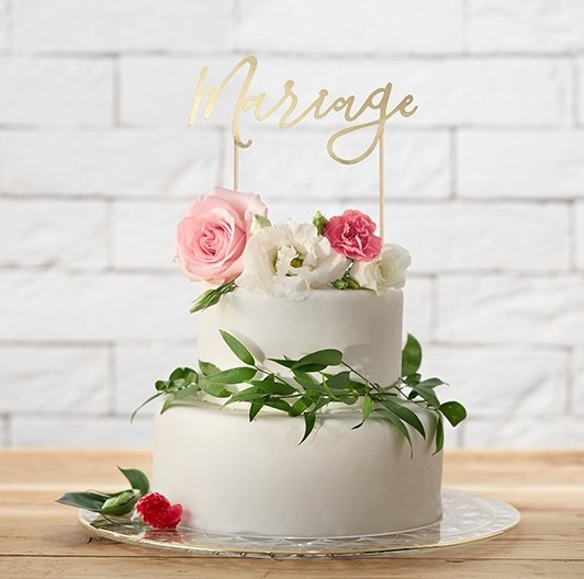 Tortendeko Mariage in Gold 22,5cm