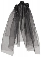 Schwarzer Brautschleier mit Rosen