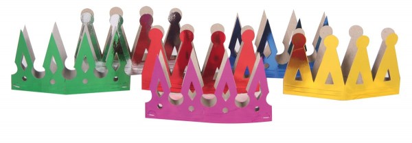 6 Papierkronen Kindergeburtstag bunt
