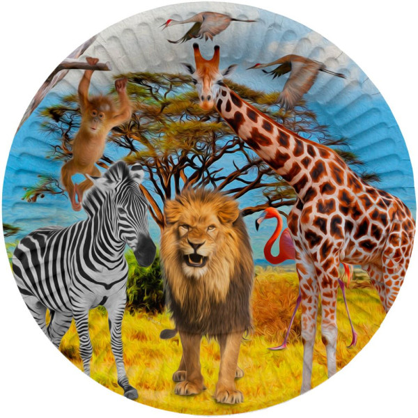 8 Wild Safari Pappteller 23cm