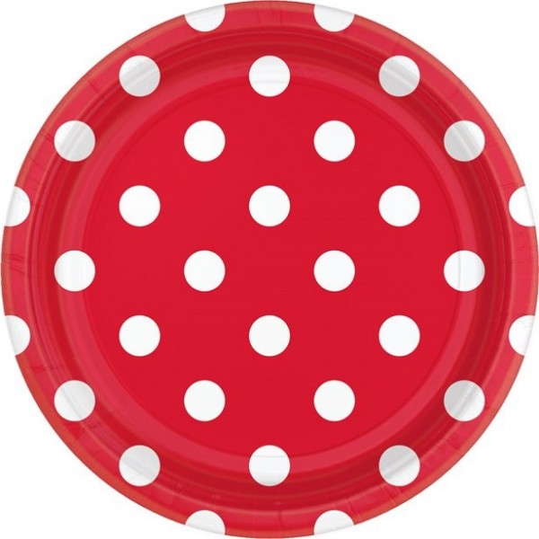 8 Rote Pünktchen Pappteller Lotta 18cm