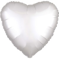 Edler Satin Herzballon weiß 43cm