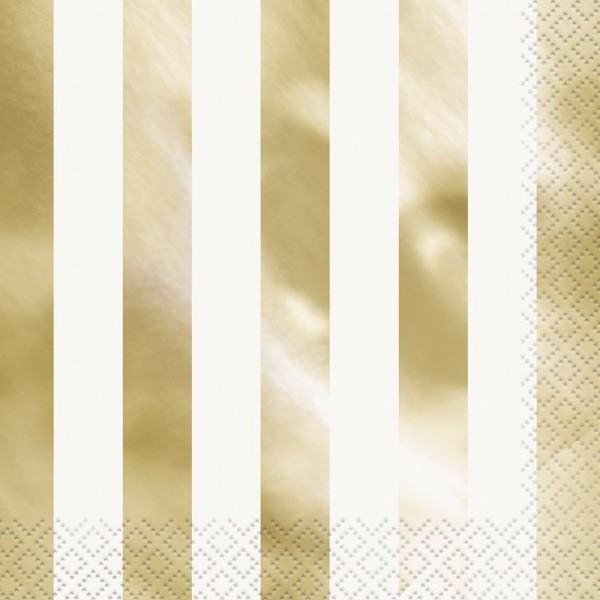 16 Servietten Victoria Gold gestreift 33cm